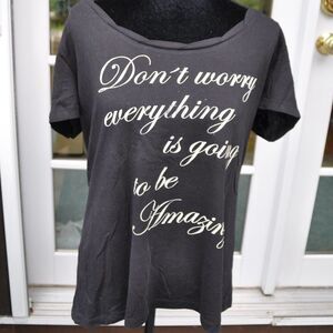 MNG Sz XL "Don't worry everything is going to be amazing" Twist Neck T-shirt NEW